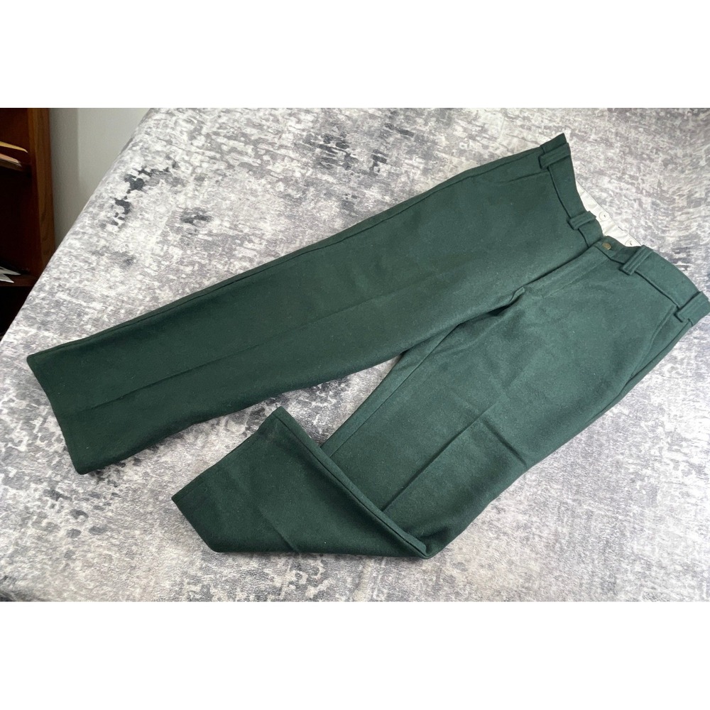 Codet Mens W36 x L31 Wool Pants Green Straight High Waisted Workwear Hunting